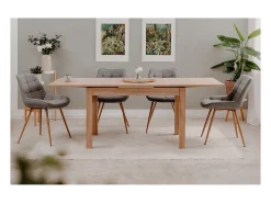 Table à manger extensible 6 à 8 personnes effet chêne 120/200 cm - Louca