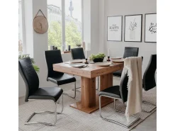 Table a manger extensible - Décor chene artisan - L140/220 x P 90 x H 80 cm