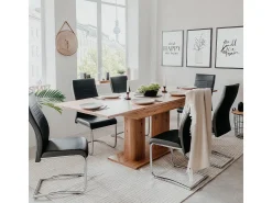 Table a manger extensible - Décor chene artisan - L140/220 x P 90 x H 80 cm
