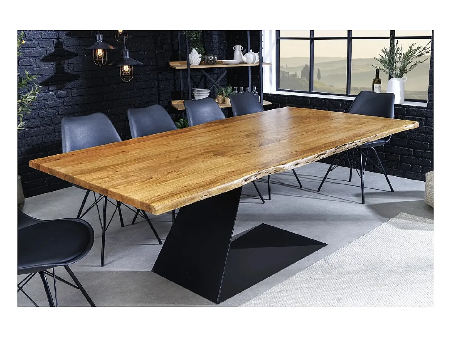 Table ARKAYA – Rectangular 200 cm – Madera maciza y metal – Estilo industrial