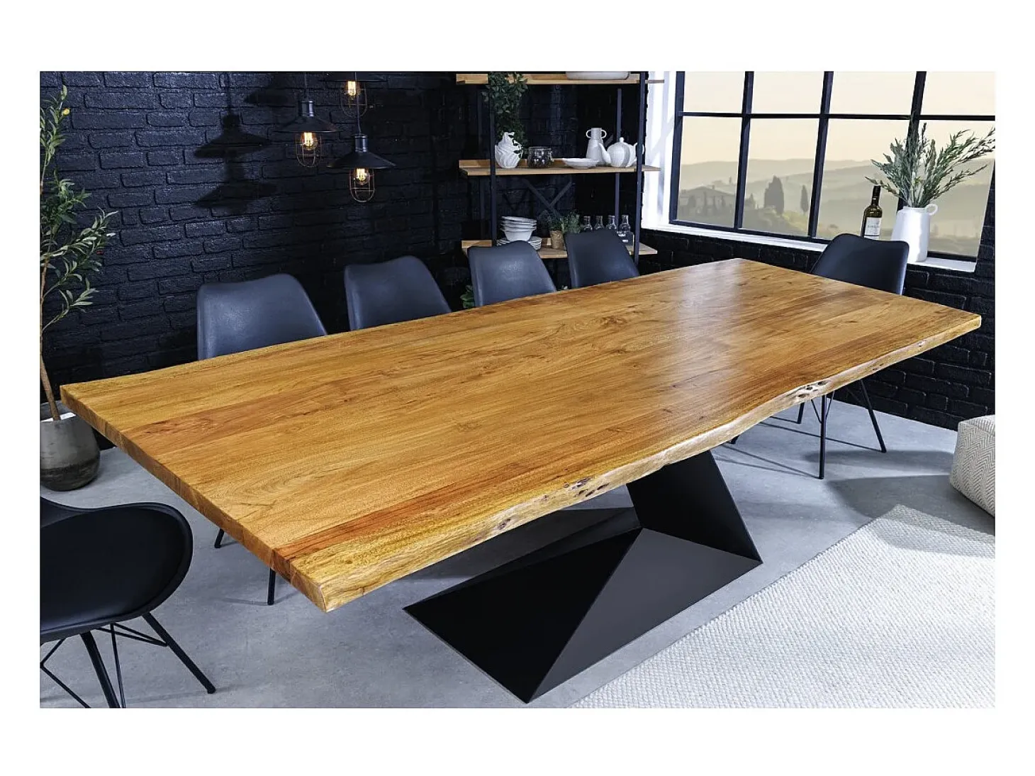 Table ARKAYA – Rectangular 200 cm – Madera maciza y metal – Estilo industrial