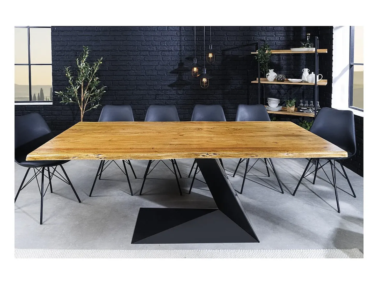 Table ARKAYA – Rectangular 200 cm – Madera maciza y metal – Estilo industrial