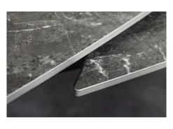 Table ATONIA – Oval extensible 130 a 190 cm – Tablero de cerámica efecto mármol antracita – Patas de metal – Estilo moderno