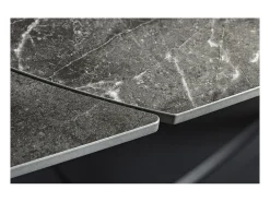 Table ATONIA – Oval extensible 130 a 190 cm – Tablero de cerámica efecto mármol antracita – Patas de metal – Estilo moderno