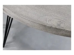 Table SILVA - Madera de mango gris y metal negro - 80 cm - Forma redonda - Estilo contemporáneo