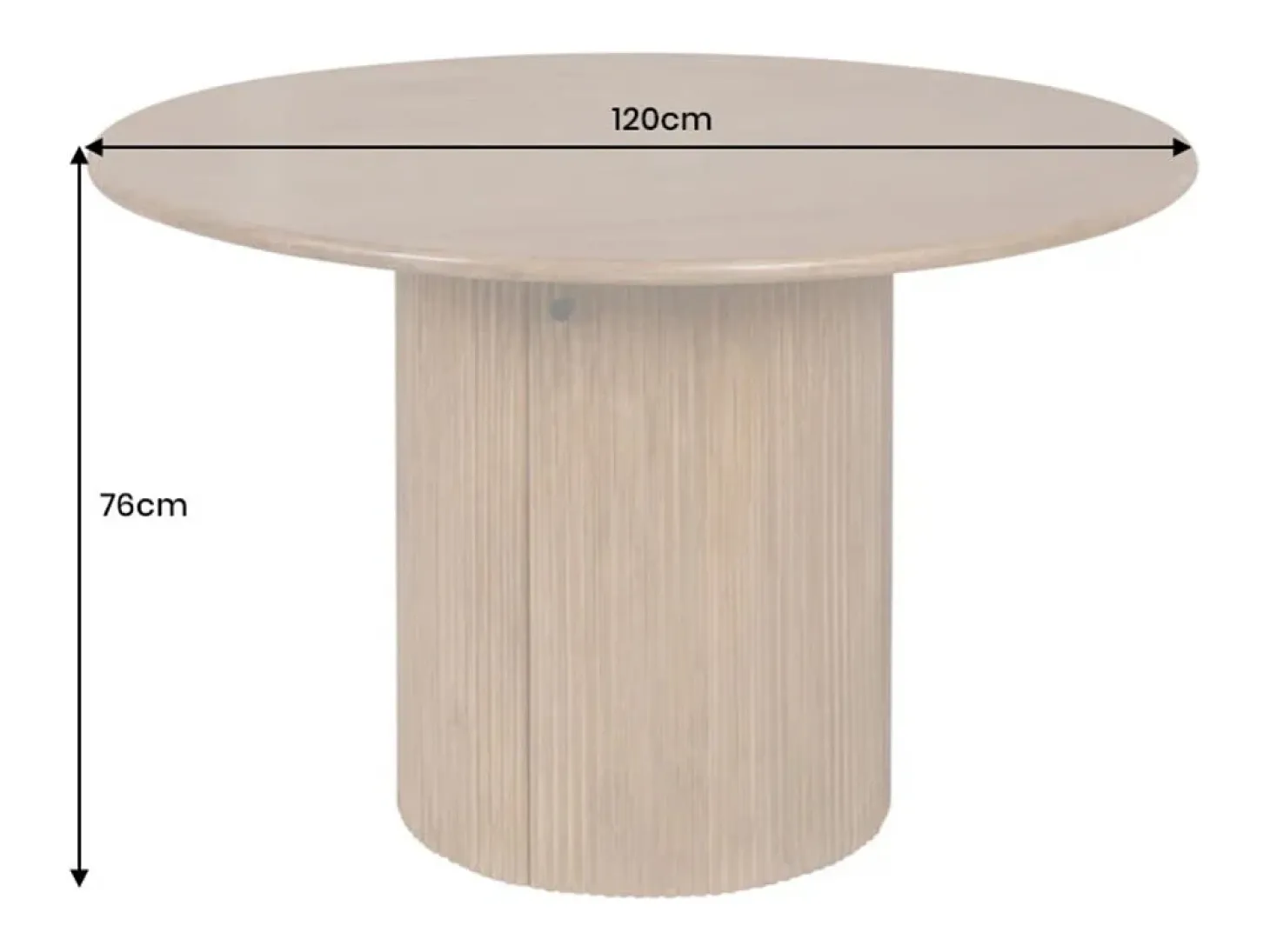 Table YONA – Redonda diámetro 120 cm – Madera maciza de mango barnizada – Con almacenamiento integrado – Estilo rústico