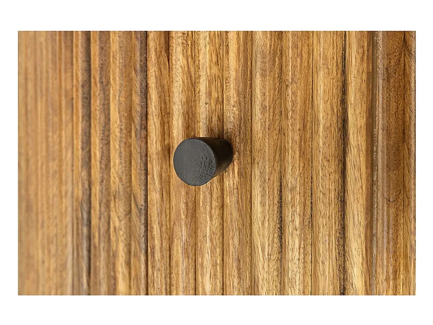 Table YONA – Redonda diámetro 120 cm – Madera maciza de mango barnizada – Con almacenamiento integrado – Estilo rústico