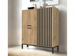 Tablero alto negro y de madera con listones 94 x 108 cm Lazare