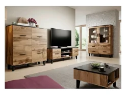 Tablero alto, roble y decoración negro mate 110 cm Colin