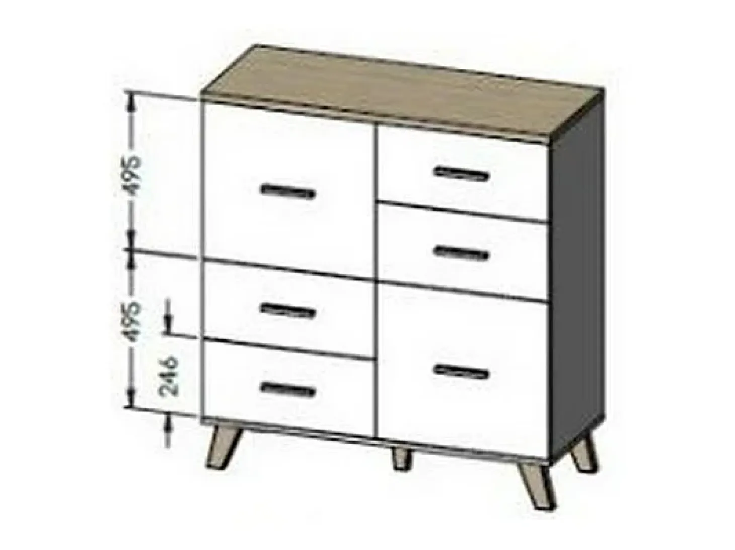 Tablero alto, roble y decoración negro mate 110 cm Colin
