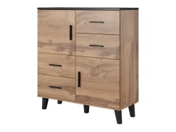 Tablero alto, roble y decoración negro mate 110 cm Colin