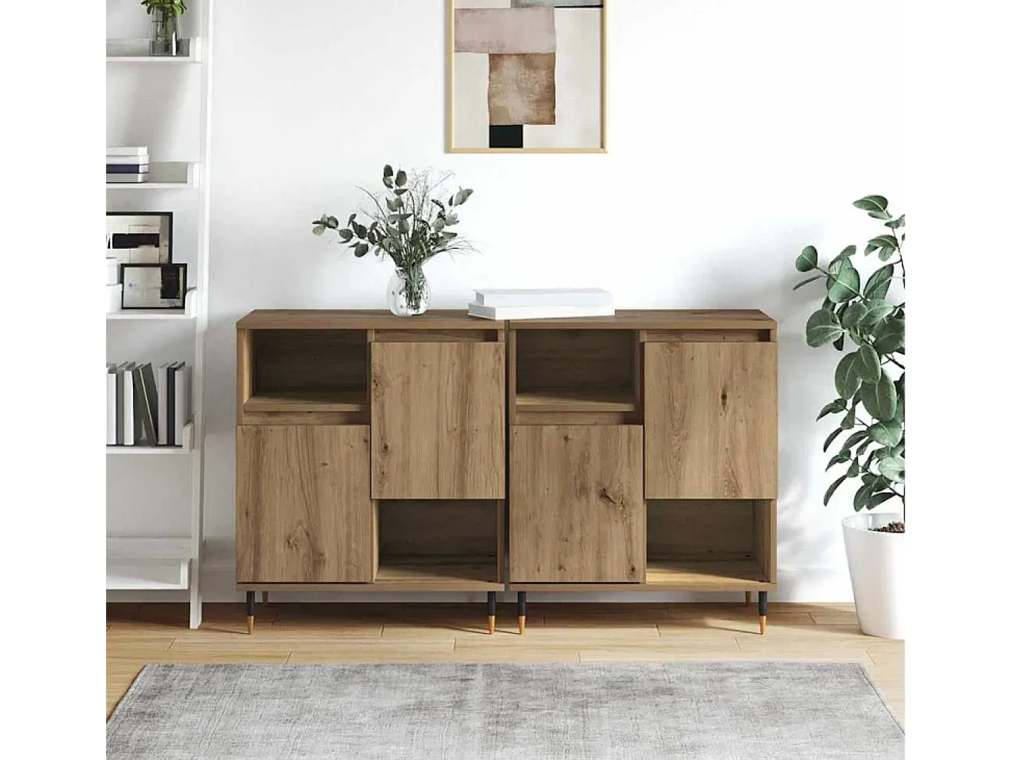 Tableros Lateral 2 piezas Roble artisan 120 x 35 x 70 cm