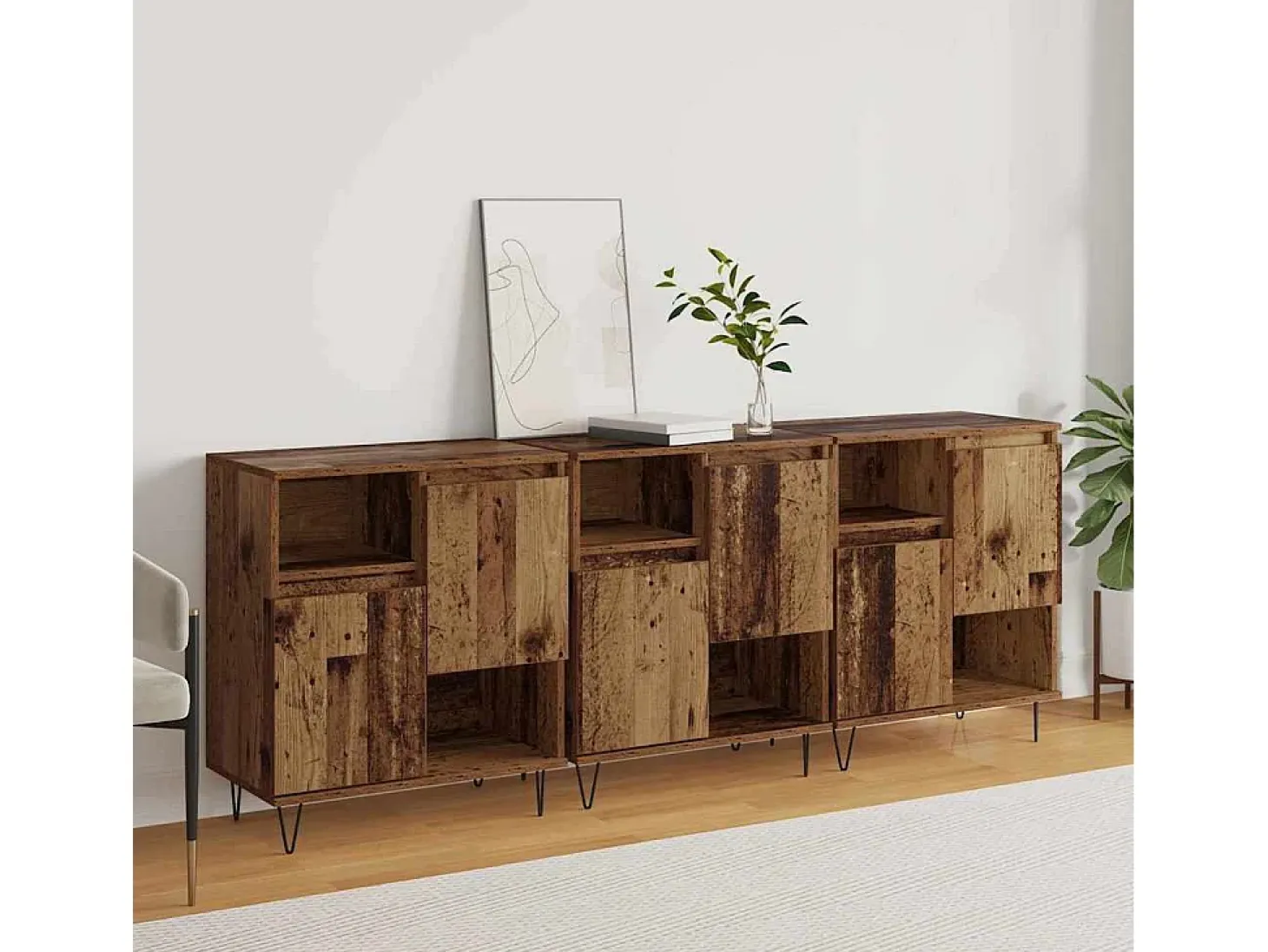 Tableros Lateral 3 piezas Madera vieja 180 x 35 x 70 cm