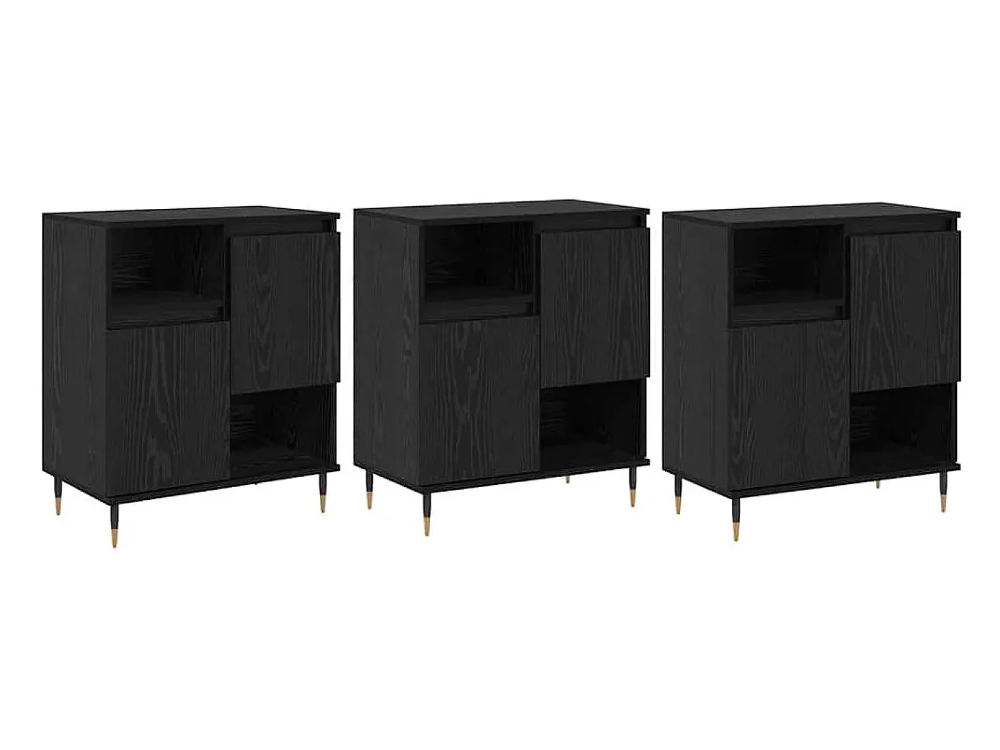 Tableros Lateral 3 piezas Roble negro 180 x 35 x 70 cm