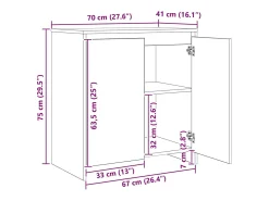 Tableros Lateral 3 piezas Madera vieja 70 x 41 x 75 cm