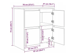 Tableros Lateral 2 piezas Madera vieja 70 x 41 x 75 cm