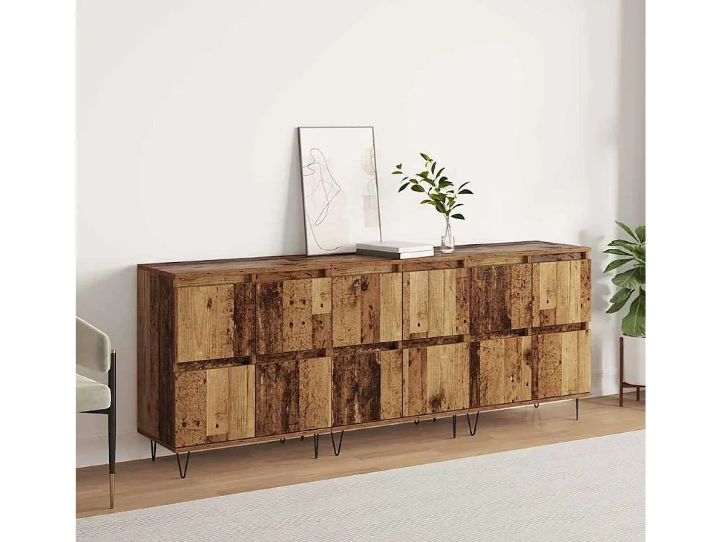 Tableros Lateral 3 piezas Madera vieja 180 x 35 x 70 cm