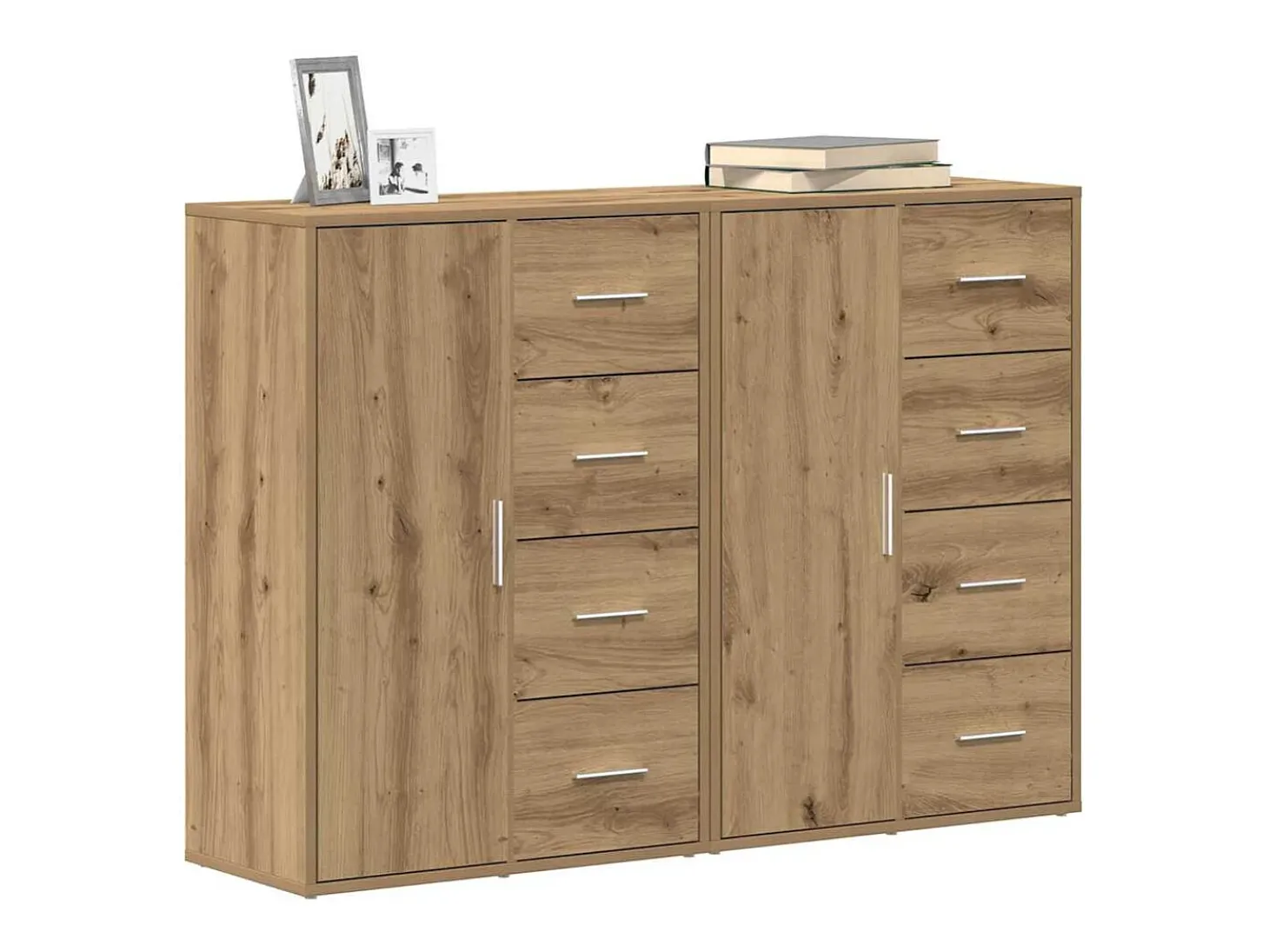 Tableros Lateral con cajón 2 piezas Roble artisan 60 x 31 x 84 cm