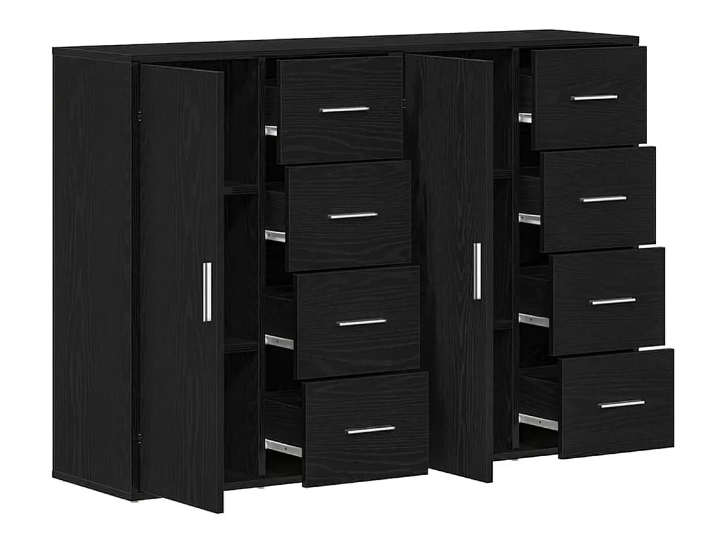 Tableros Lateral con cajón 2 piezas Roble negro 60 x 31 x 84 cm