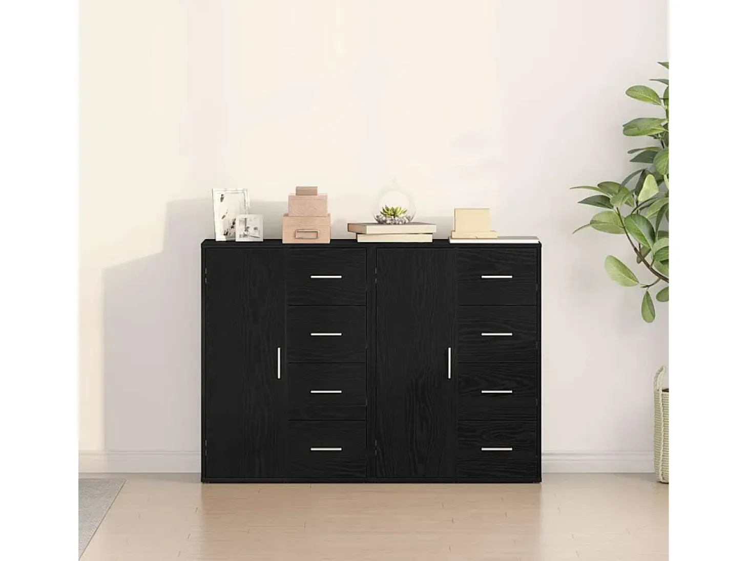 Tableros Lateral con cajón 2 piezas Roble negro 60 x 31 x 84 cm