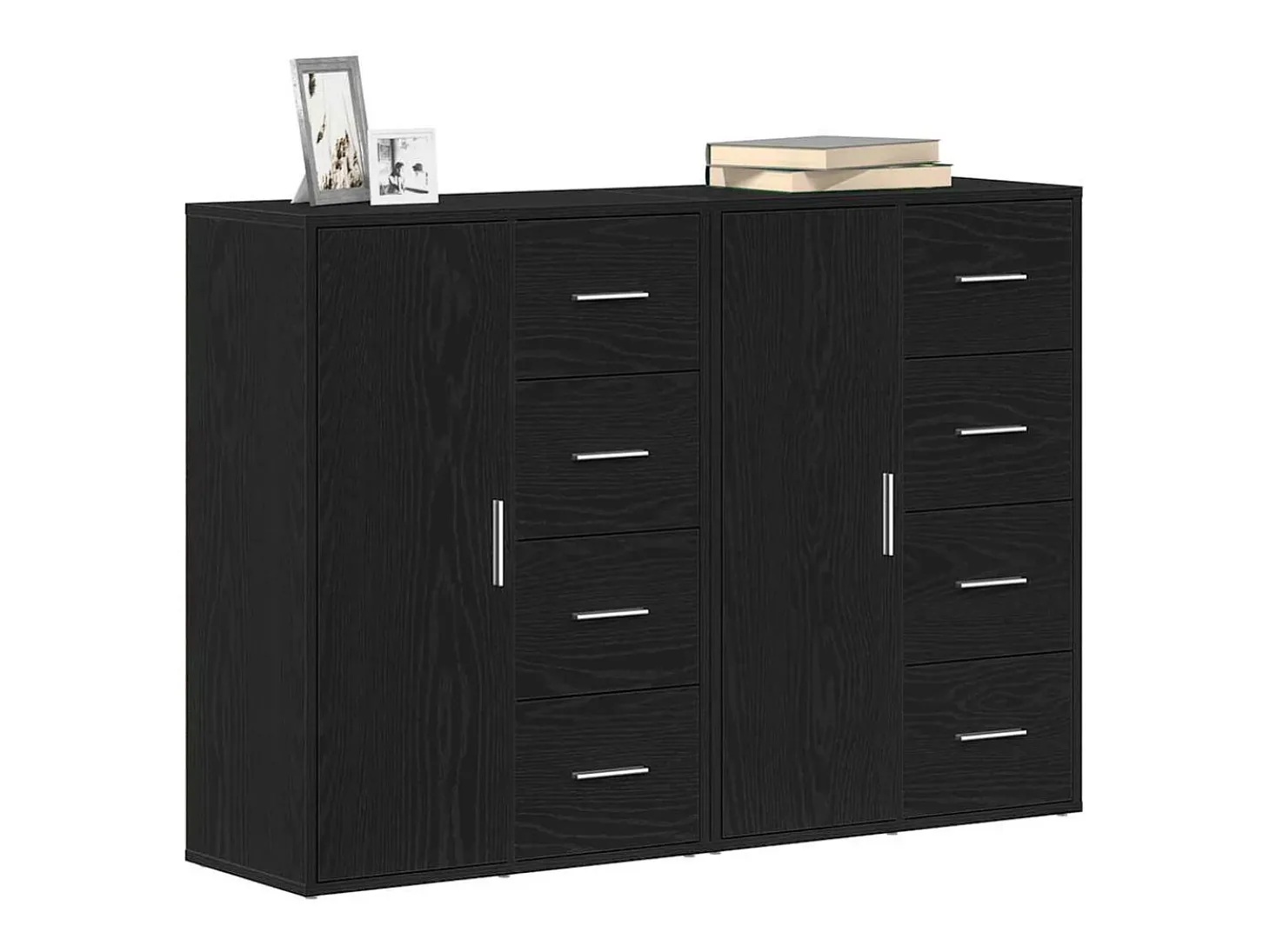 Tableros Lateral con cajón 2 piezas Roble negro 60 x 31 x 84 cm