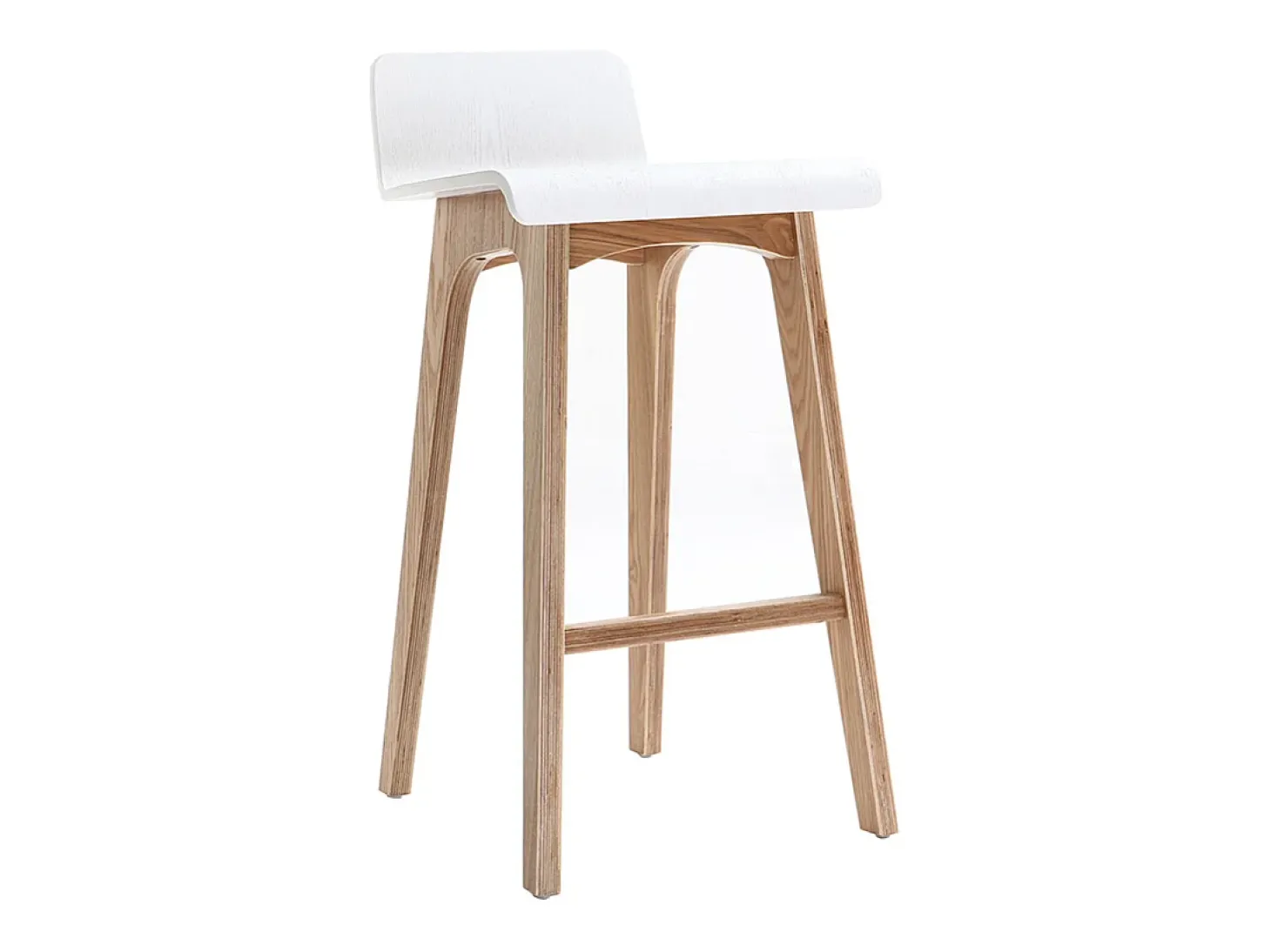 Taburete / Silla de bar escandinavo 65cm blanco patas madera BALTIK