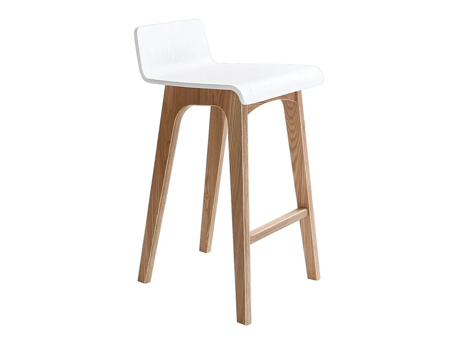 Taburete / Silla de bar escandinavo 65cm blanco patas madera BALTIK