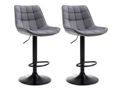 taburete alto ajustable terciopelo metal gris LIMA II (lote de 2)