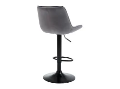 taburete alto ajustable terciopelo metal gris LIMA II (lote de 2)