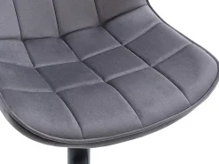 taburete alto ajustable terciopelo metal gris LIMA II (lote de 2)