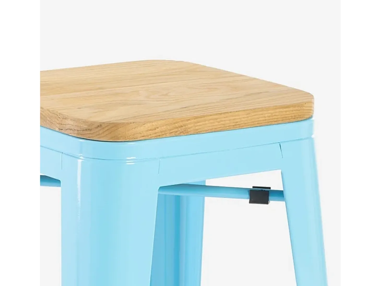 taburete alto bar cocina 78 cm industrial madera steel up wood - Azul
