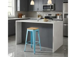 taburete alto bar cocina 78 cm industrial madera steel up wood - Azul