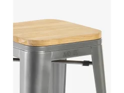 taburete alto bar cocina 78 cm industrial madera steel up wood - Gris Oscuro
