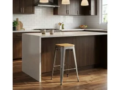 taburete alto bar cocina 78 cm industrial madera steel up wood - Gris Oscuro