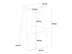 taburete alto bar cocina 78 cm industrial madera steel up wood - Gris Oscuro