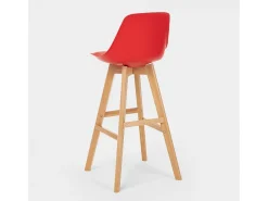 Taburete alto con cojín de diseño escandinavo para bar y cocinaWillis Wood - Rojo
