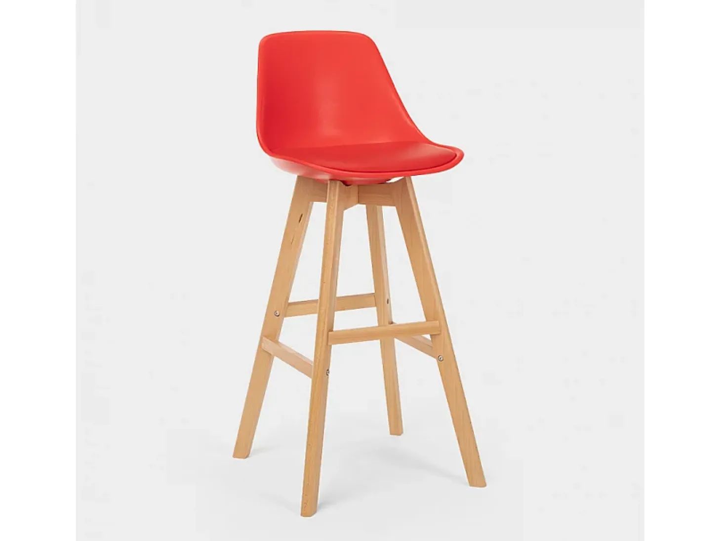 Taburete alto con cojín de diseño escandinavo para bar y cocinaWillis Wood - Rojo