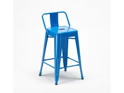 taburete alto de acero y metal para cocinas y bares con respaldo steel top - Azul Marino