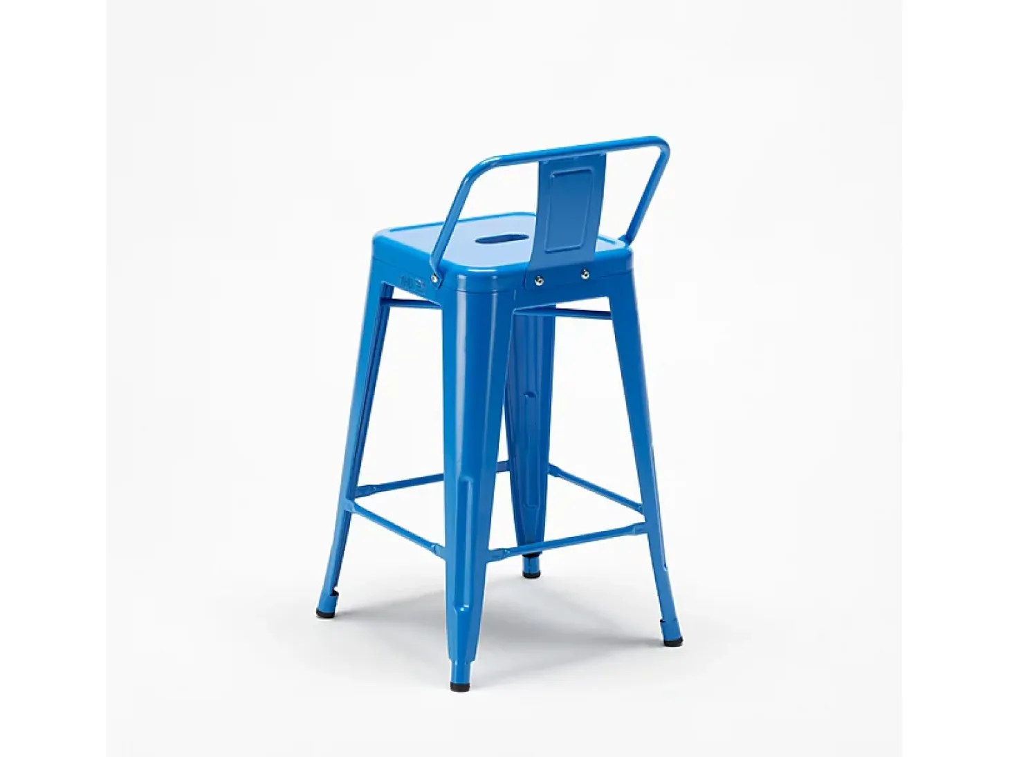 taburete alto de acero y metal para cocinas y bares con respaldo steel top - Azul Marino
