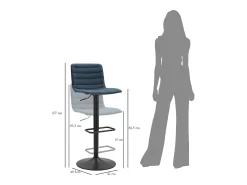Taburete alto de bar azul marino, 43 x 49,5 x 85,5-107 cm (asiento: 61-82,5 cm)