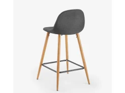 Taburete alto de bar cocina estilo nórdico en tela con respaldo Shona - Gris Oscuro