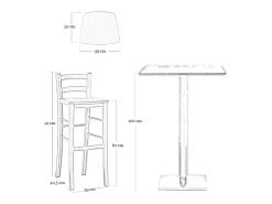 Taburete alto de bar de madera h 67cm con asiento en nogal macizo claro