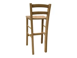Taburete alto de bar de madera h 67cm con asiento en nogal macizo claro