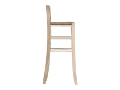 Taburete alto de bar en madera cruda para pintar h 80 cm asiento de paja