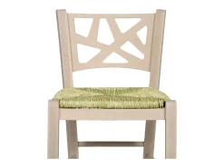 Taburete alto de bar Sissy en madera cruda para pintar, altura 73 cm, con asiento de paja