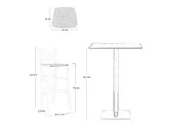 Taburete alto de bar Sissy en madera cruda para pintar, altura 73 cm, con asiento de paja