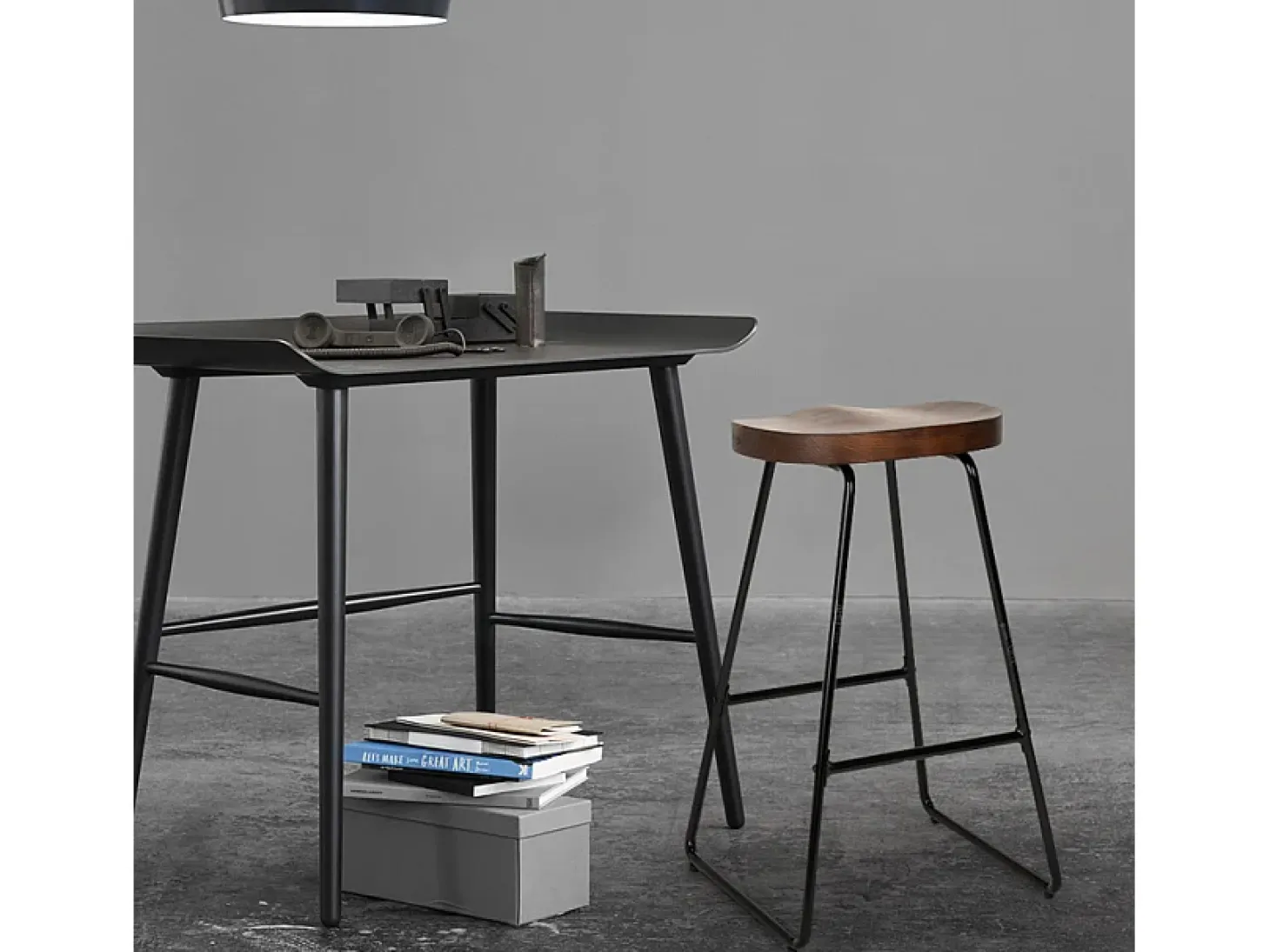 Taburete alto de diseño industrial para bares, cocinas, bares, restaurantes Carbon - Gris Oscuro