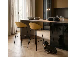 Taburete alto de diseño moderno para bar restaurante península cocina Flaund - Amarillo