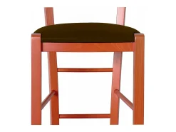 Taburete alto de madera de color naranja h 73 cm Rustic con asiento de piel sintética marrón
