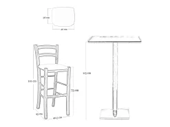 Taburete alto de madera de color naranja h 73 cm Rustic con asiento de piel sintética marrón